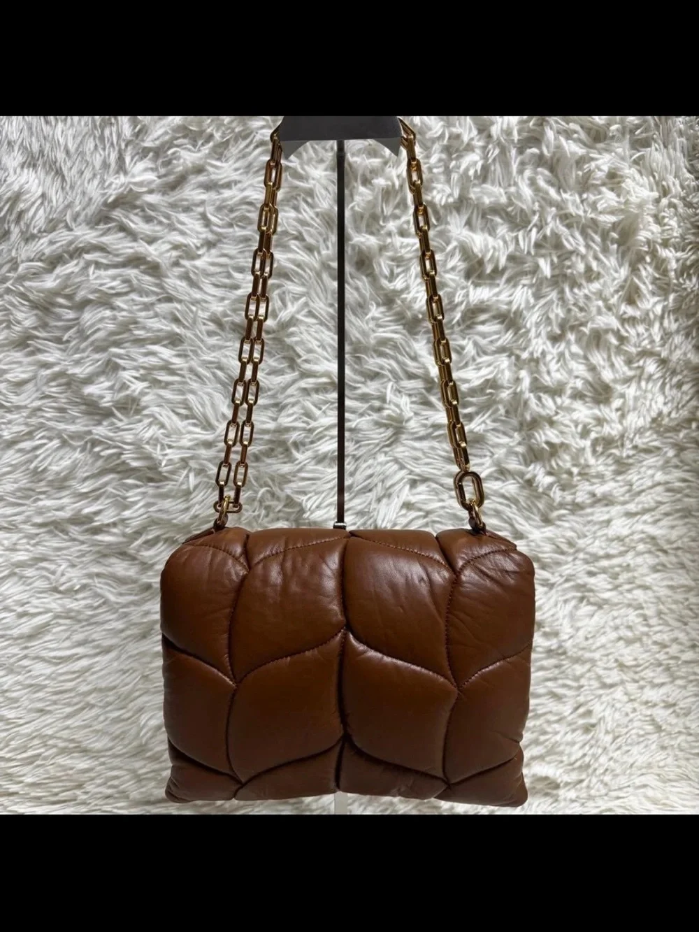 Mulberry Brown Quilted Leather Shoulder Bag with Gold Hardware